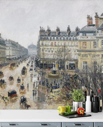 fine art wall mural called Place du Theater Francais by Camille Pissarro