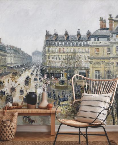 mural de pared de bellas artes llamado Place du Theatre Francais de Camille Pissarro