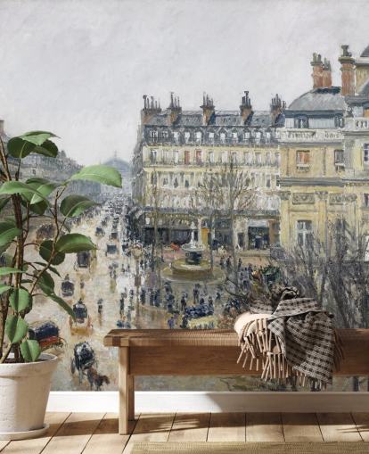 fine art wall mural called Place du Theatre Francais by Camille Pissarro