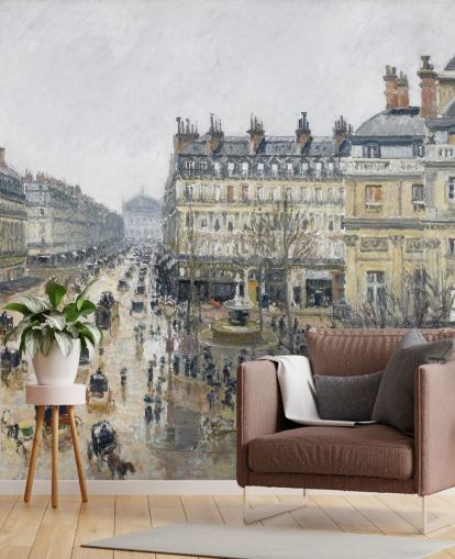 fine art wall mural called Place du Theatre Francais by Camille Pissarro