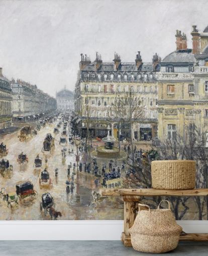 konstväggmålning som heter Place du Theatre Francais av Camille Pissarro konstväggmålning som heter Place du Theatre Francais av Camille Pissarro