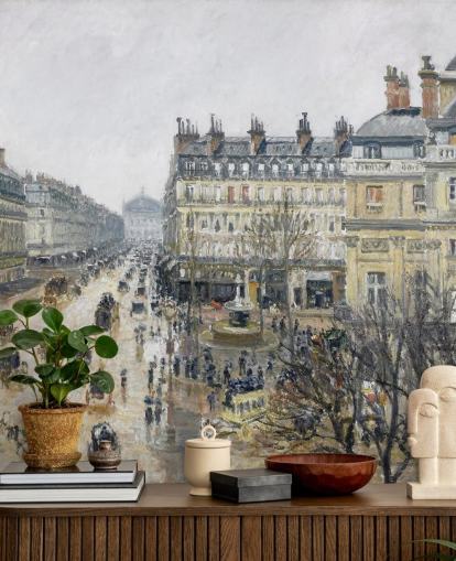 kunstvægmaleri kaldet Place du Theatre Francais af Camille Pissarro kunstvægmaleri kaldet Place du Theatre Francais af Camille Pissarro