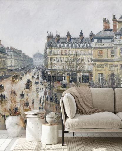 fine art wall mural called Place du Theatre Francais by Camille Pissarro