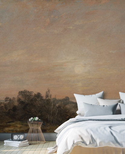 fine art behangmuurschildering genaamd Hampstead Heath met uitzicht op Harrow door John Constable fine art behangmuurschildering genaamd Hampstead Heath met uitzicht op Harrow door John Constable