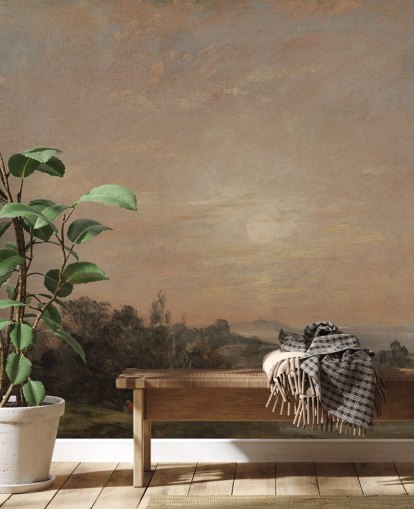 konsttapet väggmålning som heter Hampstead Heath tittar mot Harrow av John Constable