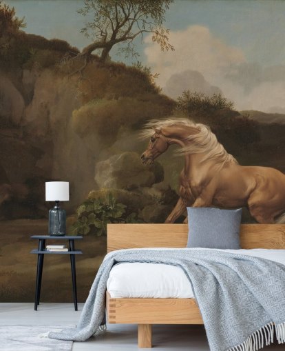 murale d'arte chiamato Horse Frightened by a Lion di George Stubbs murale d'arte chiamato Horse Frightened by a Lion di George Stubbs