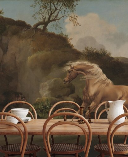 fine art wall mural called Horse Frightened by a Lion by George Stubbs