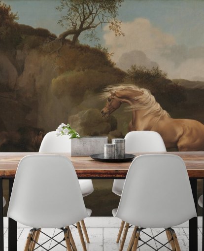 mural de parede de belas artes chamado Horse Frightened by a Lion, de George Stubbs mural de parede de belas artes chamado Horse Frightened by a Lion, de George Stubbs
