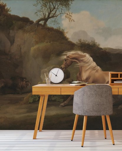 fine art wall mural called Horse Frightened by a Lion by George Stubbs