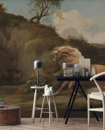fine art wall mural called Horse Frightened by a Lion by George Stubbs