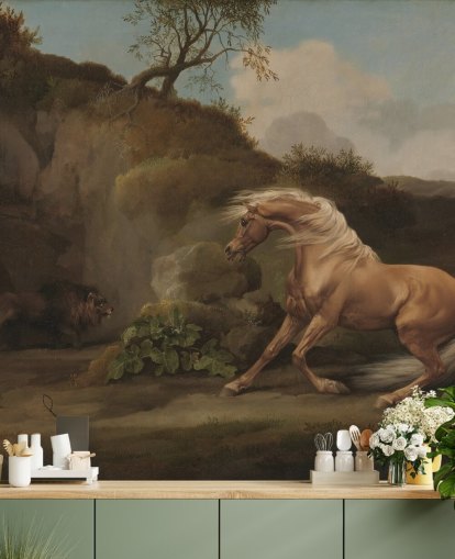 fine art wall mural called Horse Frightened by a Lion by George Stubbs