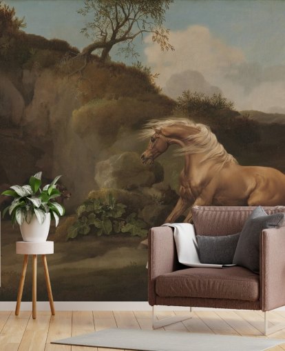 fine art wall mural called Horse Frightened by a Lion by George Stubbs