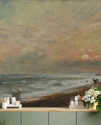 fine art wallpaper mural called Hove Beach by John Constable for bedrooms, living rooms and home offices