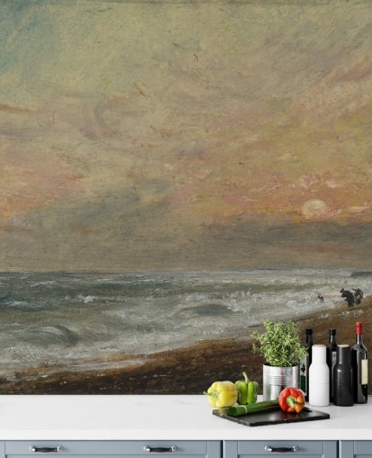 mural de papel pintado de bellas artes llamado Hove Beach de John Constable para dormitorios, salas de estar y oficinas en casa mural de papel pintado de bellas artes llamado Hove Beach de John Constable para dormitorios, salas de estar y oficinas en casa