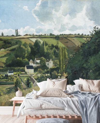fine art wallpaper mural called Jalais Hill, Pontoise by Camille Pissarro for bedrooms and lounges