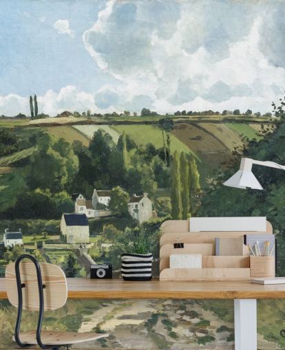 kunsttapet vægmaleri kaldet Jalais Hill, Pontoise af Camille Pissarro til soveværelser og lounger