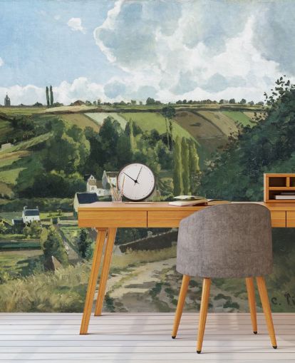 konsttapet väggmålning som heter Jalais Hill, Pontoise av Camille Pissarro för sovrum och lounger