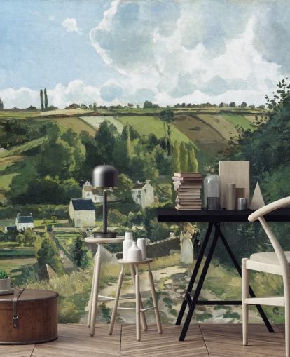 fine art behangmuurschildering genaamd Jalais Hill, Pontoise van Camille Pissarro voor slaapkamers en lounges