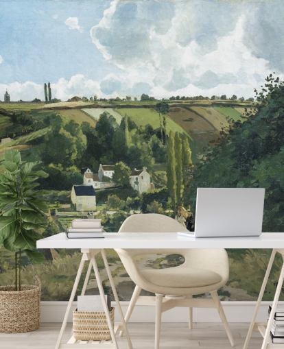 fine art wallpaper mural called Jalais Hill, Pontoise by Camille Pissarro for bedrooms and lounges