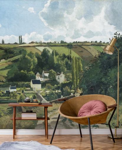 fine art behangmuurschildering genaamd Jalais Hill, Pontoise van Camille Pissarro voor slaapkamers en lounges