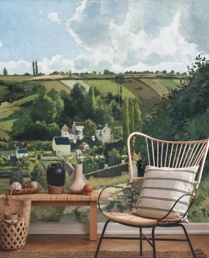 papier peint mural d'art appelé Jalais Hill, Pontoise par Camille Pissarro pour les chambres et les salons