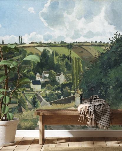 papier peint mural d'art appelé Jalais Hill, Pontoise par Camille Pissarro pour les chambres et les salons