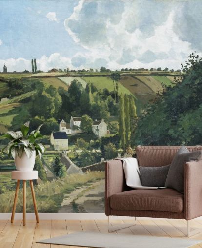 Camille Pissarron taidetaustakuvamaalaus nimeltä Jalais Hill, Pontoise makuuhuoneisiin ja oleskelutiloihin