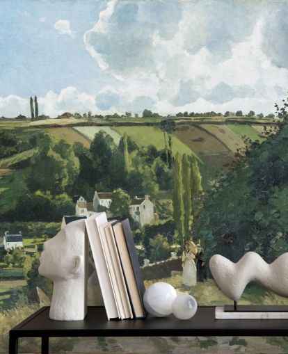 fine art wallpaper mural called Jalais Hill, Pontoise by Camille Pissarro for bedrooms and lounges