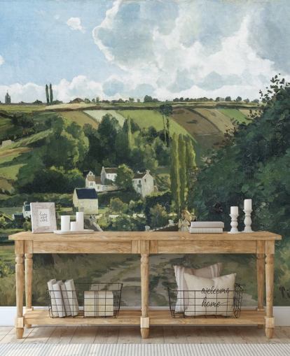 fine art behangmuurschildering genaamd Jalais Hill, Pontoise van Camille Pissarro voor slaapkamers en lounges fine art behangmuurschildering genaamd Jalais Hill, Pontoise van Camille Pissarro voor slaapkamers en lounges