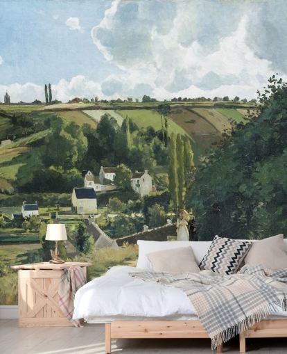 mural de papel pintado de bellas artes llamado Jalais Hill, Pontoise de Camille Pissarro para dormitorios y salones mural de papel pintado de bellas artes llamado Jalais Hill, Pontoise de Camille Pissarro para dormitorios y salones