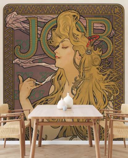 carta da parati murale art nouveau chiamata Job (1896) di Alphonse Mucha per salotti e camere da letto