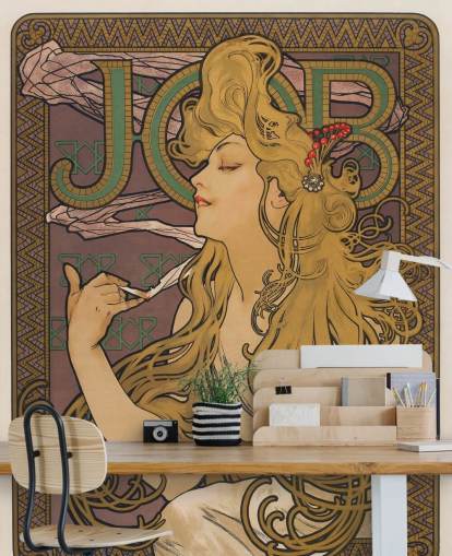 mural de papel pintado art nouveau llamado Job (1896) de Alphonse Mucha para salas de estar y dormitorios mural de papel pintado art nouveau llamado Job (1896) de Alphonse Mucha para salas de estar y dormitorios