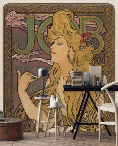 Alphonse Muchan jugend-taustakuvamaalaus nimeltä Job (1896) olohuoneisiin ja makuuhuoneisiin Alphonse Muchan jugend-taustakuvamaalaus nimeltä Job (1896) olohuoneisiin ja makuuhuoneisiin