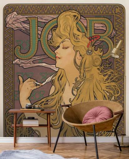 art nouveau tapetmaleri kalt Job (1896) av Alphonse Mucha for stuer og soverom