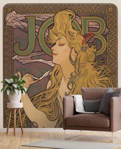 art nouveau tapetmaleri kaldet Job (1896) af Alphonse Mucha til stuer og soveværelser art nouveau tapetmaleri kaldet Job (1896) af Alphonse Mucha til stuer og soveværelser