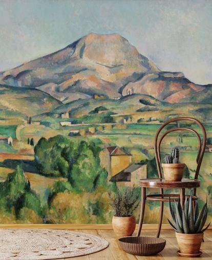 kunsttapet vægmaleri kaldet La Montagne Sainte-Victoire af Paul Cezanne til soveværelser og stuer kunsttapet vægmaleri kaldet La Montagne Sainte-Victoire af Paul Cezanne til soveværelser og stuer