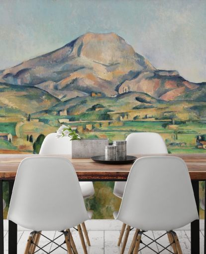 fine art behangmuurschildering genaamd La Montagne Sainte-Victoire van Paul Cezanne voor slaapkamers en woonkamers fine art behangmuurschildering genaamd La Montagne Sainte-Victoire van Paul Cezanne voor slaapkamers en woonkamers