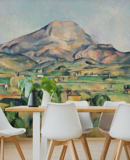 mural de papel pintado de bellas artes llamado La Montagne Sainte-Victoire de Paul Cezanne para dormitorios y salas de estar
