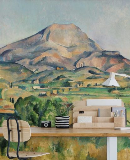 kunsttapet vægmaleri kaldet La Montagne Sainte-Victoire af Paul Cezanne til soveværelser og stuer