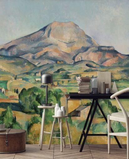 fine art wallpaper mural called La Montagne Sainte-Victoire by Paul Cezanne for bedrooms and living rooms fine art wallpaper mural called La Montagne Sainte-Victoire by Paul Cezanne for bedrooms and living rooms