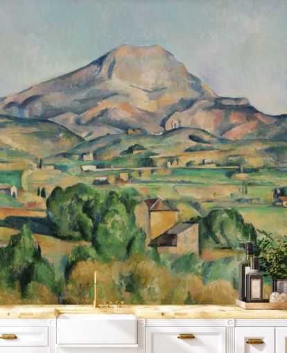 mural de papel de parede de belas artes chamado La Montagne Sainte-Victoire de Paul Cezanne para quartos e salas de estar mural de papel de parede de belas artes chamado La Montagne Sainte-Victoire de Paul Cezanne para quartos e salas de estar