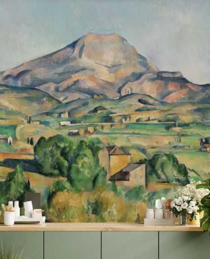 papier peint mural d'art appelé La Montagne Sainte-Victoire de Paul Cézanne pour les chambres et les salons