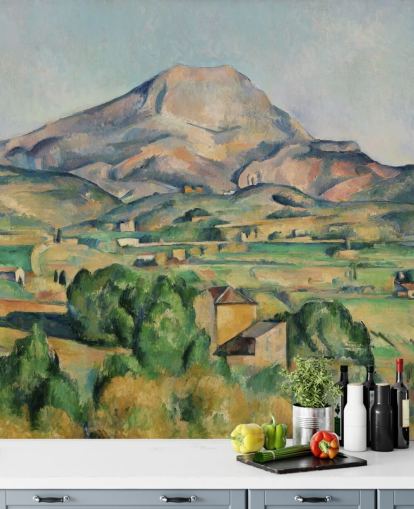papier peint mural d'art appelé La Montagne Sainte-Victoire de Paul Cézanne pour les chambres et les salons