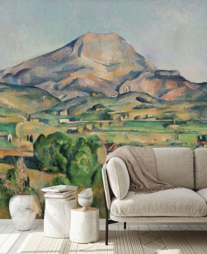 mural de papel pintado de bellas artes llamado La Montagne Sainte-Victoire de Paul Cezanne para dormitorios y salas de estar