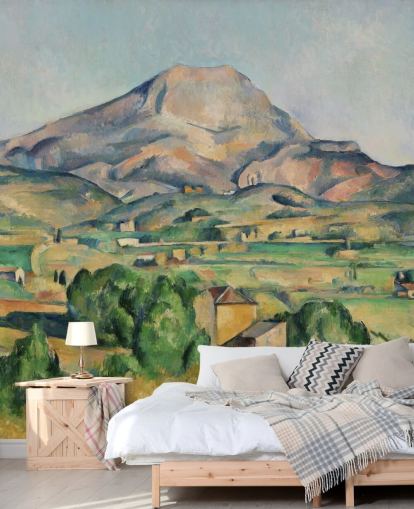 mural de papel de parede de belas artes chamado La Montagne Sainte-Victoire de Paul Cezanne para quartos e salas de estar