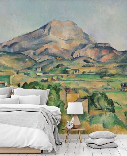 kunsttapet vægmaleri kaldet La Montagne Sainte-Victoire af Paul Cezanne til soveværelser og stuer