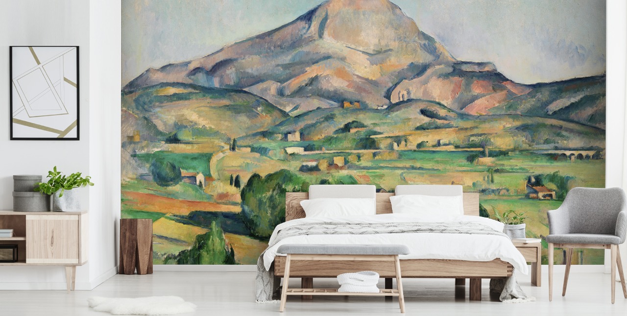 konst tapetväggmålning kallad La Montagne Sainte-Victoire av Paul Cezanne för sovrum och vardagsrum