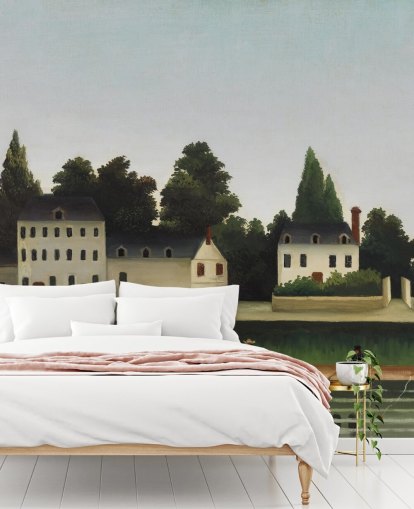 Wandtapete „Landscape and Four Fisherman“ von Henri Rousseau, personalisierbar