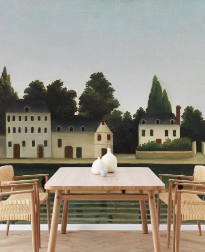 fine art customisable wallpaper mural called Landscape and Four Fisherman by Henri Rousseau fine art customisable wallpaper mural called Landscape and Four Fisherman by Henri Rousseau