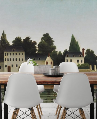 Wandtapete „Landscape and Four Fisherman“ von Henri Rousseau, personalisierbar Wandtapete „Landscape and Four Fisherman“ von Henri Rousseau, personalisierbar